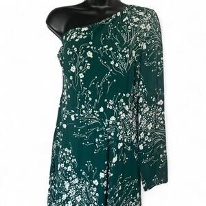 Reformation Green Floral One Shoulder Midi Dress Size 12 NWT Cottagecore